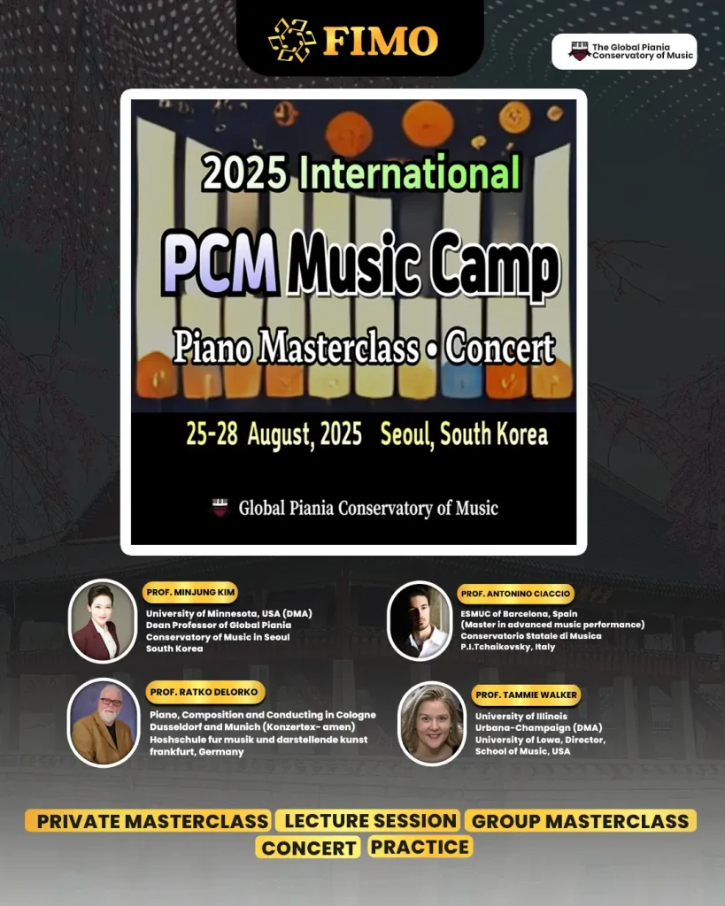 international pcm music camp in seoul. korea 2025 poster