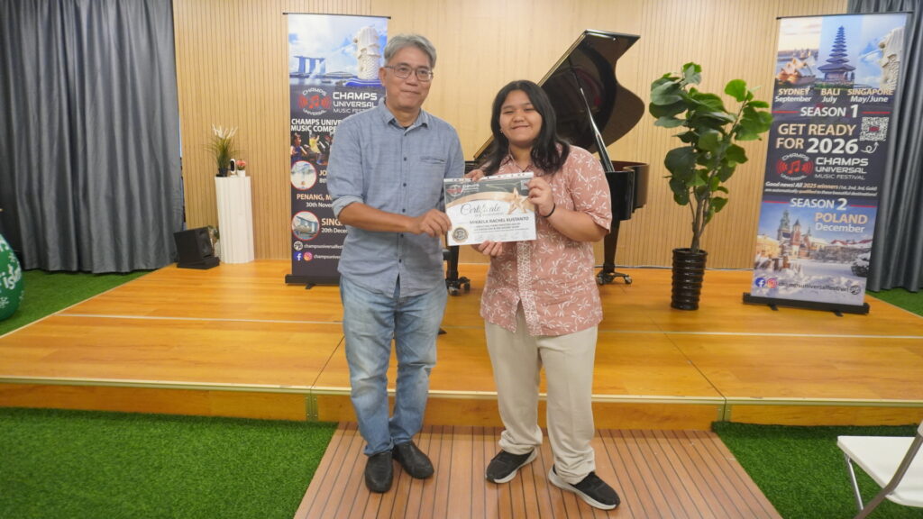 Masterclass Participant Mikaela Rachel Kustanto with Jerome Quah from Malaysia